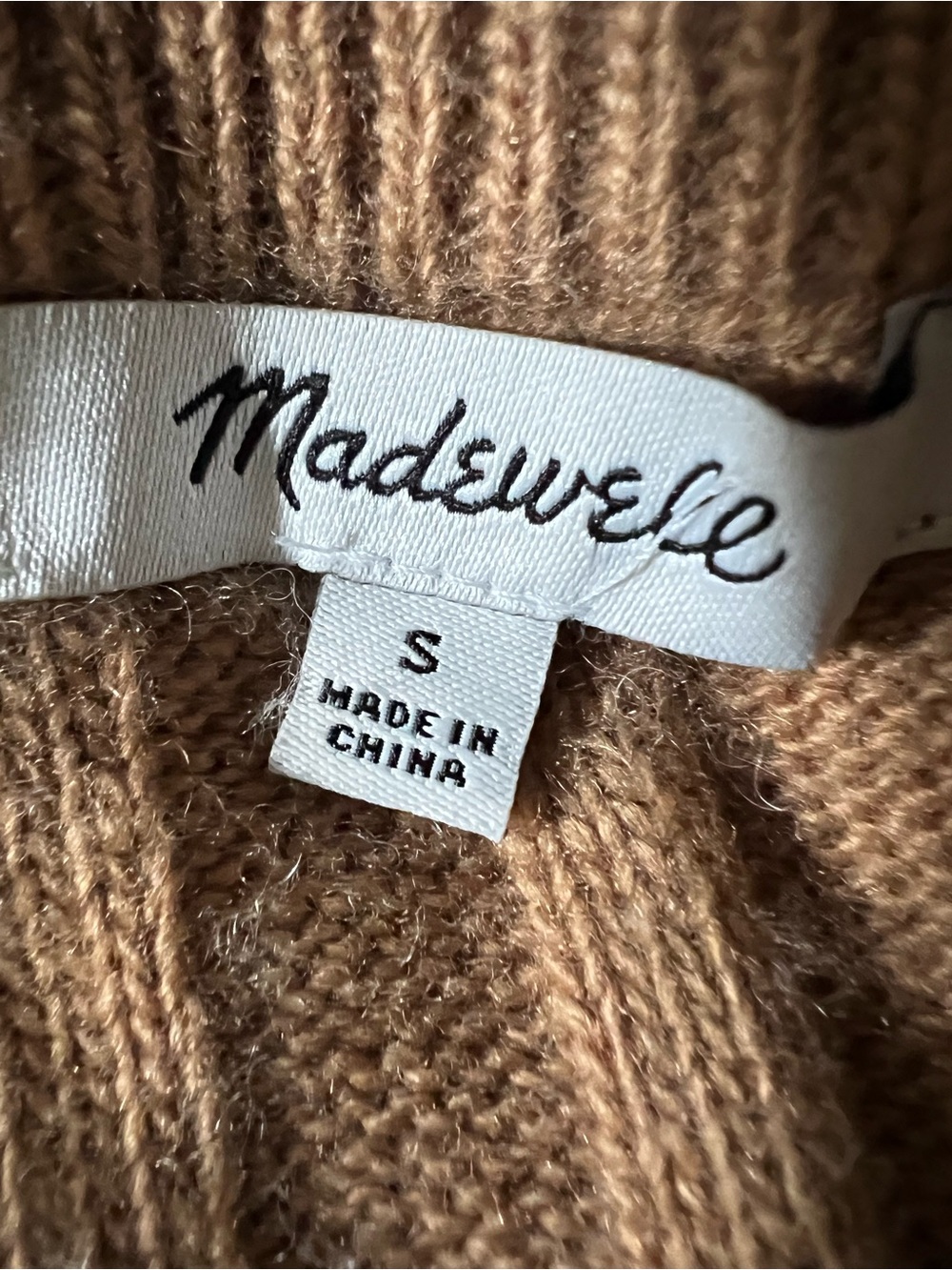 Madewell Ribbed Knit Crewneck Dress in Cream Tan
